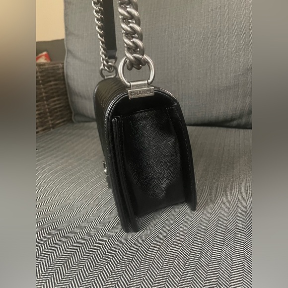 Chanel Boy Bag Black Caviar Silver Ruthenium Hardware  With Card - Picture 9 of 17